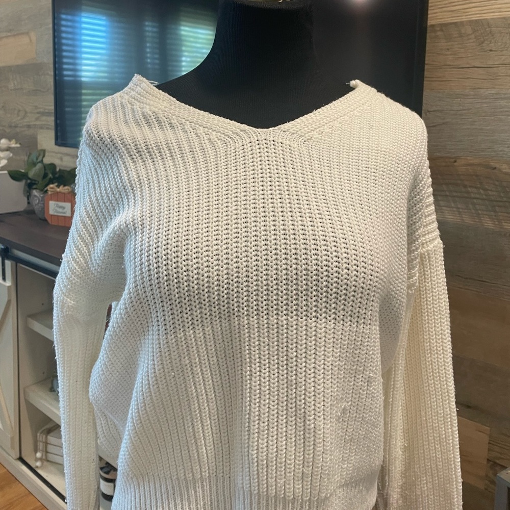 white sweater